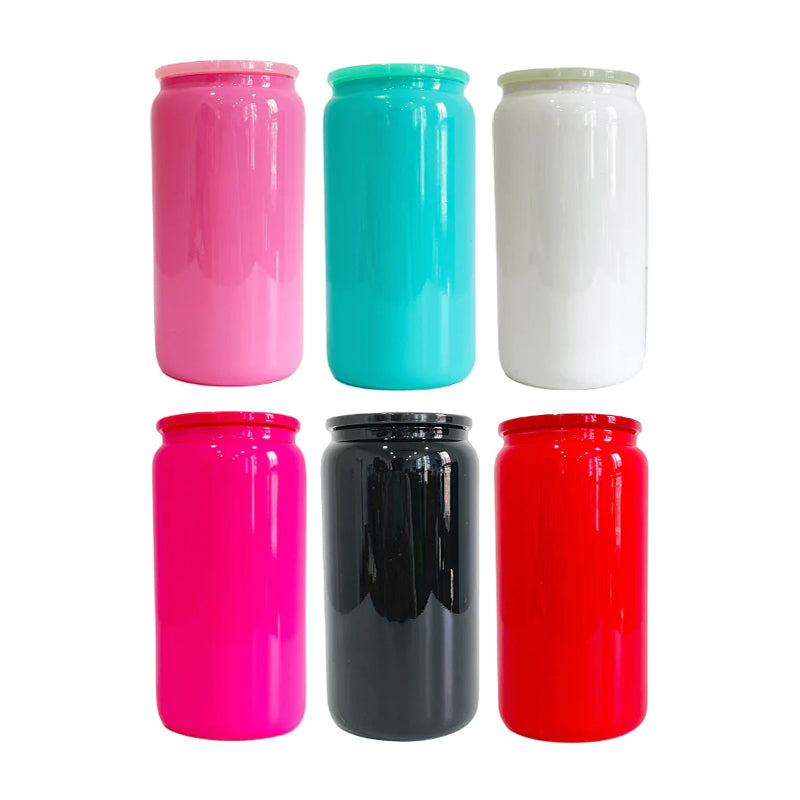 16oz Dark-Colored Sublimation Glass Can with Lid for Wholesale (25PCS)