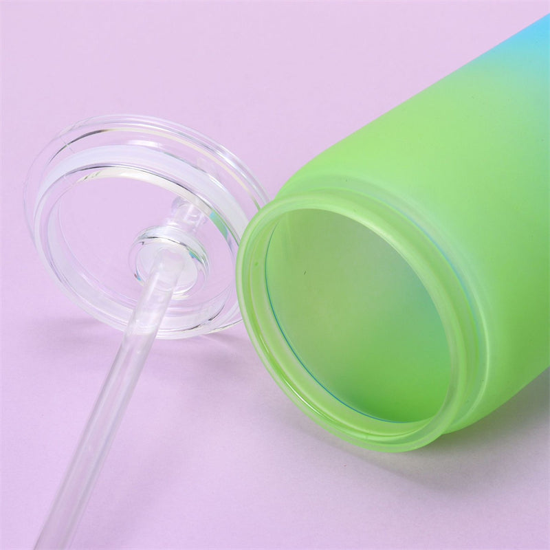 16oz Matte Solid & Ombre Colored Plastic Cup with PP Lids - 50PCS Pack