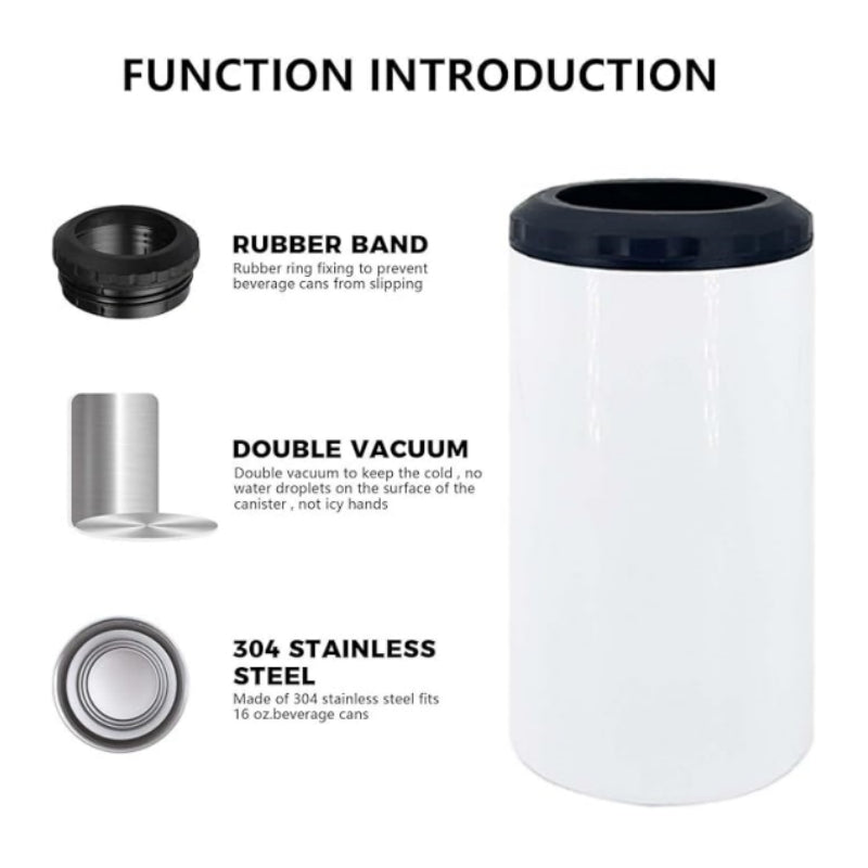 16oz Stainless Steel Can Cooler Tumbler for Sublimation with Two Lids (25PCS/Case)