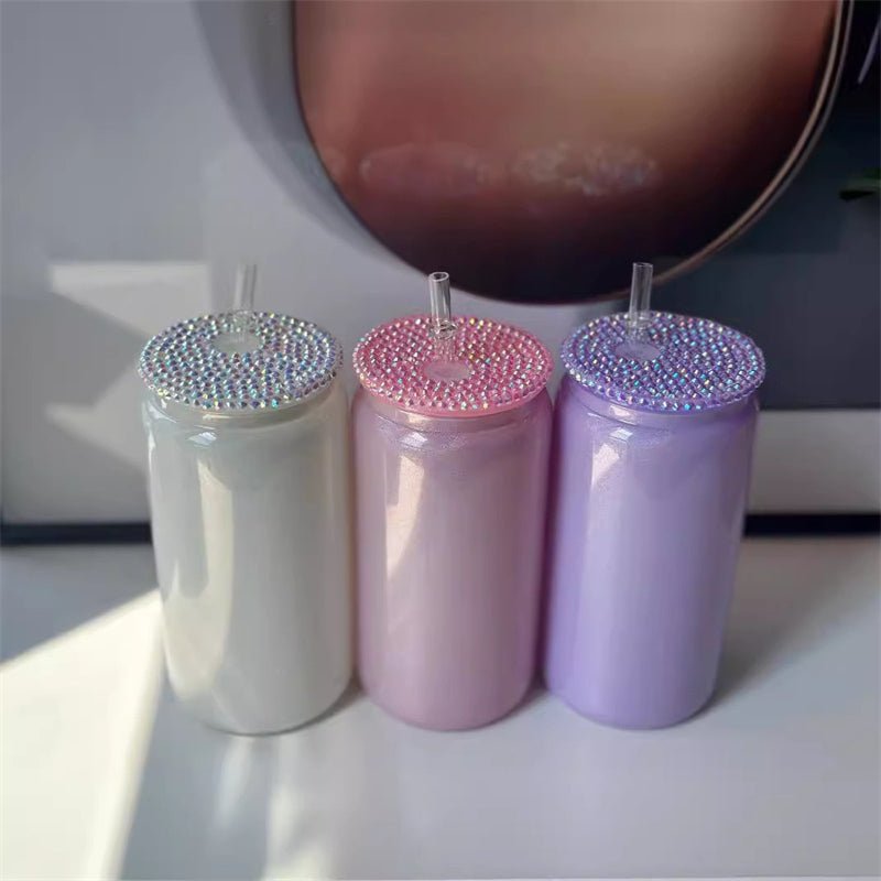 16oz Sublimable Shimmer Glitter Glass Can 5 Colors Mixed (25PCS/Case)