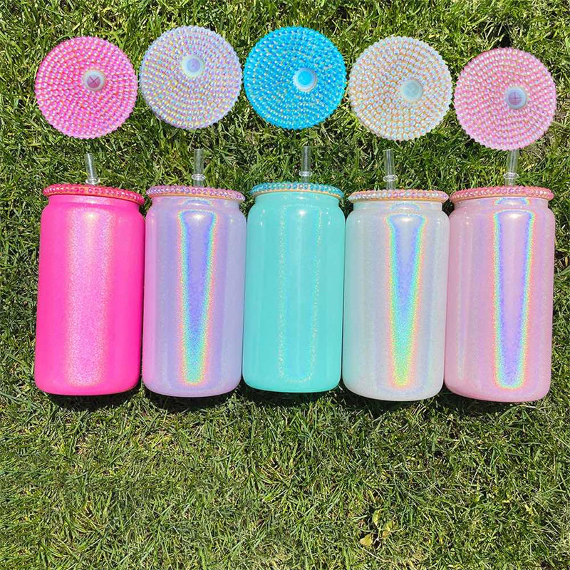 16oz Sublimable Shimmer Glitter Glass Can 5 Colors Mixed (25PCS/Case)