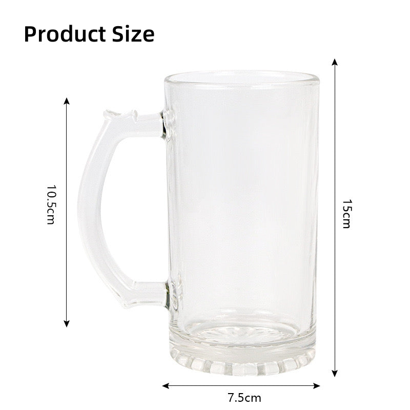 16oz Sublimation Matte and Clear Glass Beer Mug with Handle (24PCS/Case)