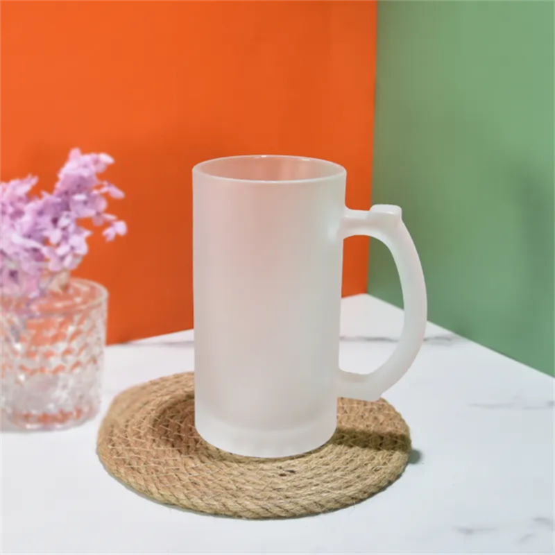 16oz Sublimation Matte and Clear Glass Beer Mug with Handle (24PCS/Case)