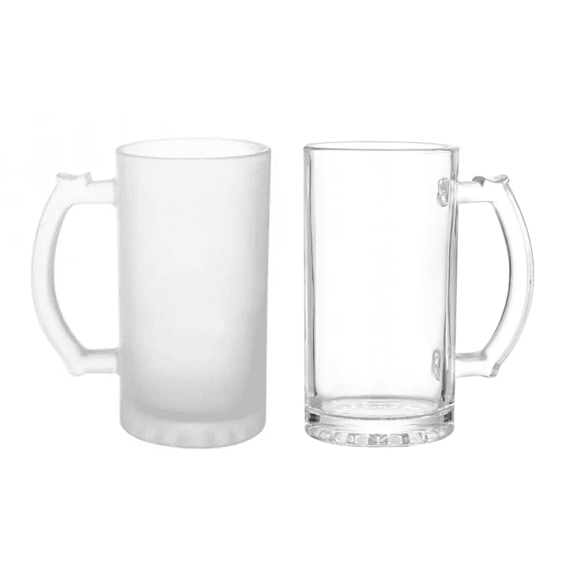 16oz Sublimation Matte and Clear Glass Beer Mug with Handle (24PCS/Case)