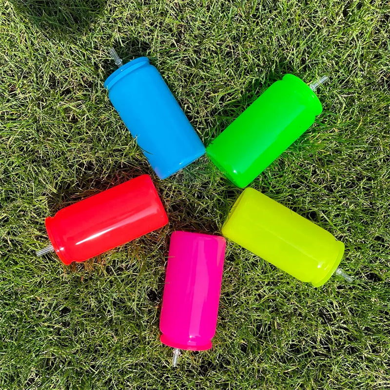 16oz Sublimation Neon Fluorescent Glass/Plastic Can with Colored Lids (25/50PCS)