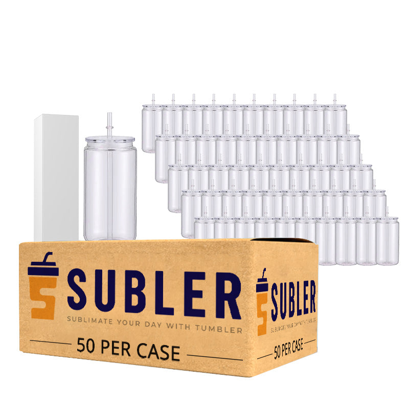 16oz Transparent Acrylic Plastic Libbey Beer Can with PP Lids (50/60PCS Bulk Pack)