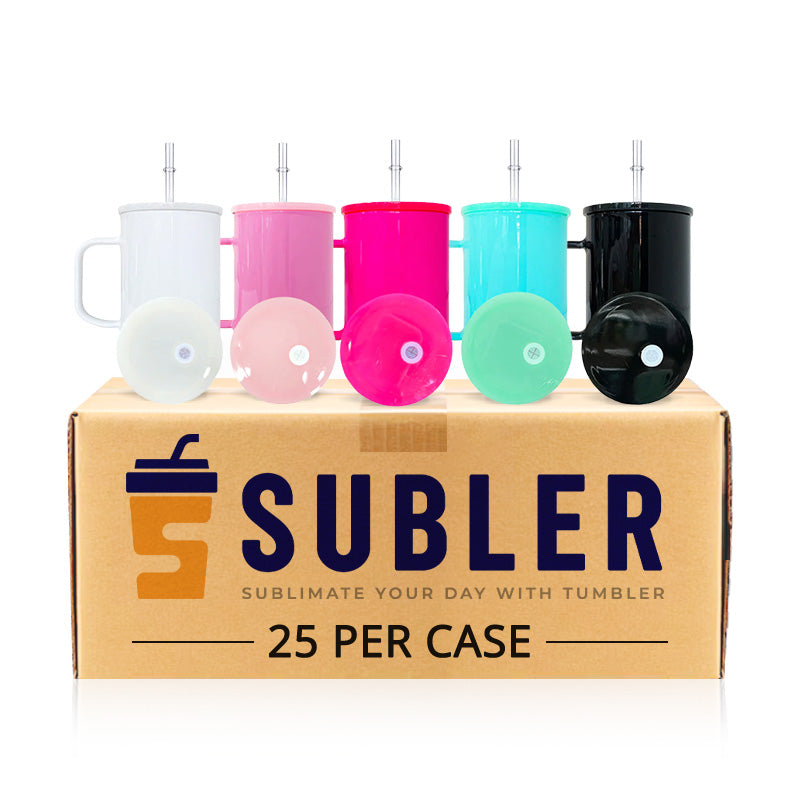 17oz Dark-Colored Glass Mug with Handle for Sublimation – 25PCS Bulk Pack