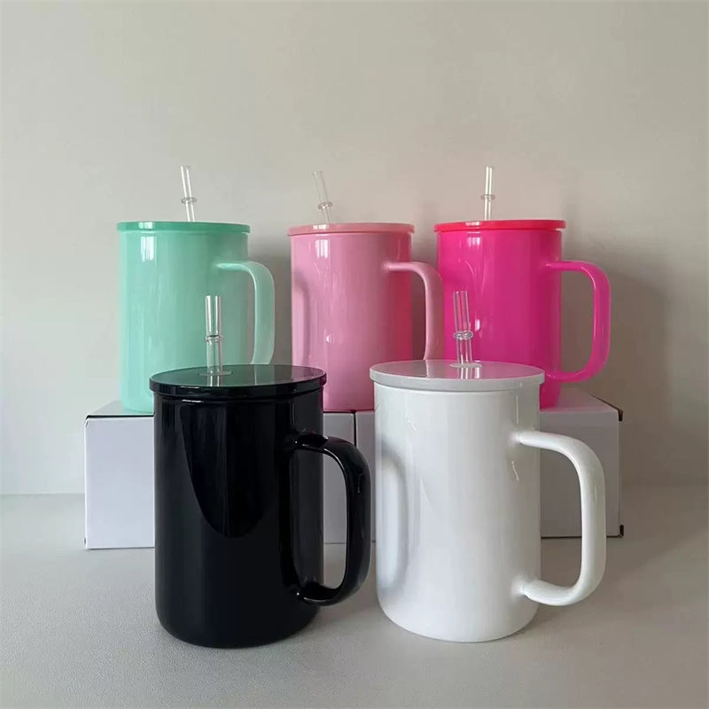 17oz Dark-Colored Glass Mug with Handle for Sublimation – 25PCS Bulk Pack