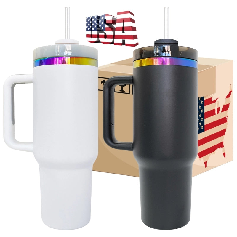 40oz Powder Coat Rainbow UnderneathTumblers for Laser Engraving  (20PCS/Case) US warehouse