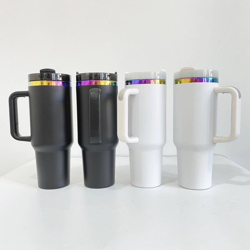 40oz Powder Coat Rainbow UnderneathTumblers for Laser Engraving  (20PCS/Case) US warehouse
