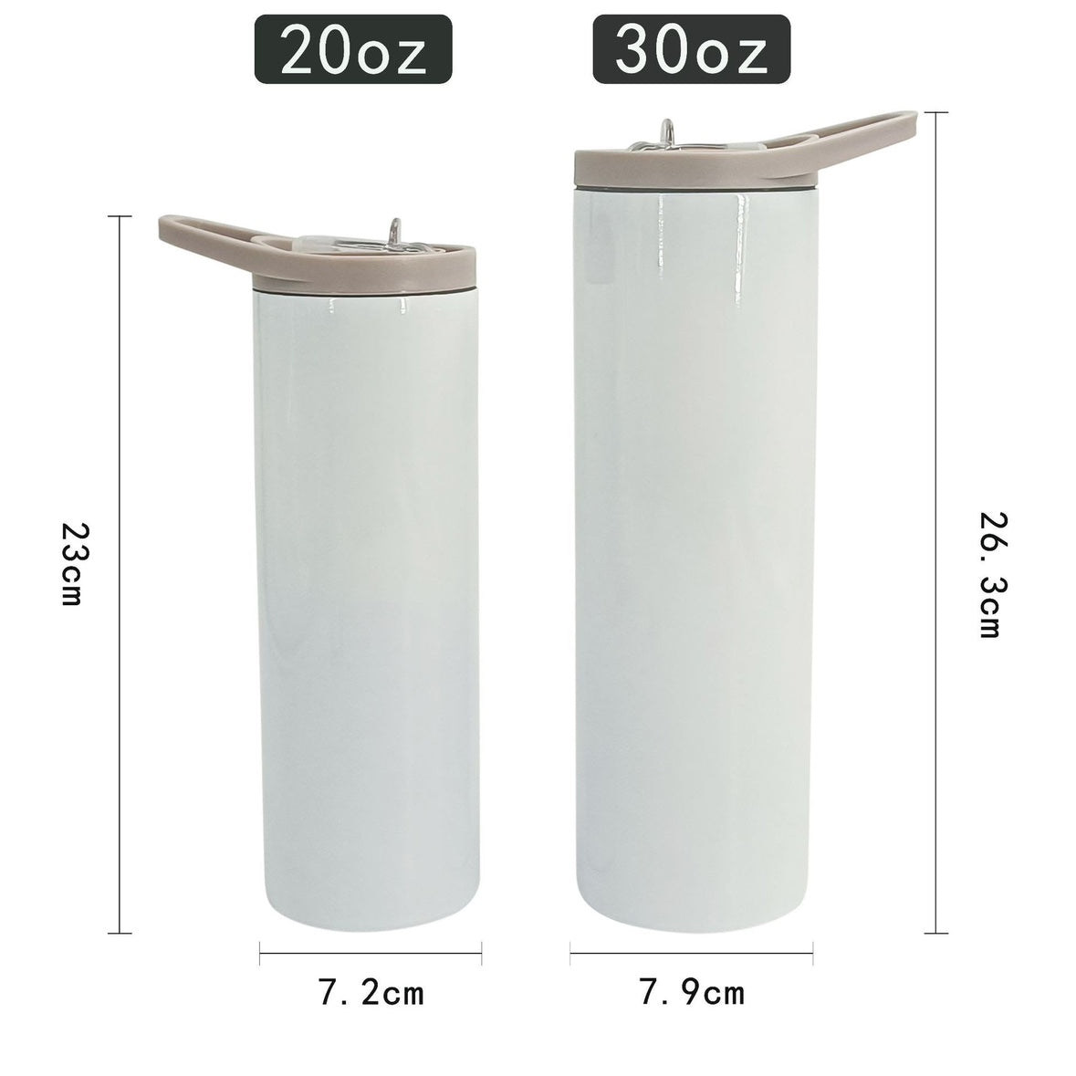 20/30oz Blank Sublimation Tumbler with Portable Handle & Slide Lid (25 Units)