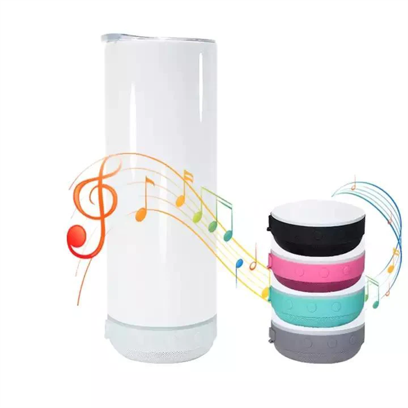 20oz Glow-in-the-Dark Smart Water Bottle with Bluetooth Speaker for Sublimation (12PCS)