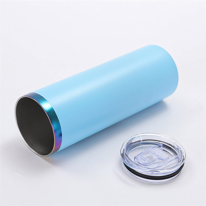 20oz Rainbow-Plated Skinny Tumblers with Powder Coating 5 Colors for Wholesale (25PCS)