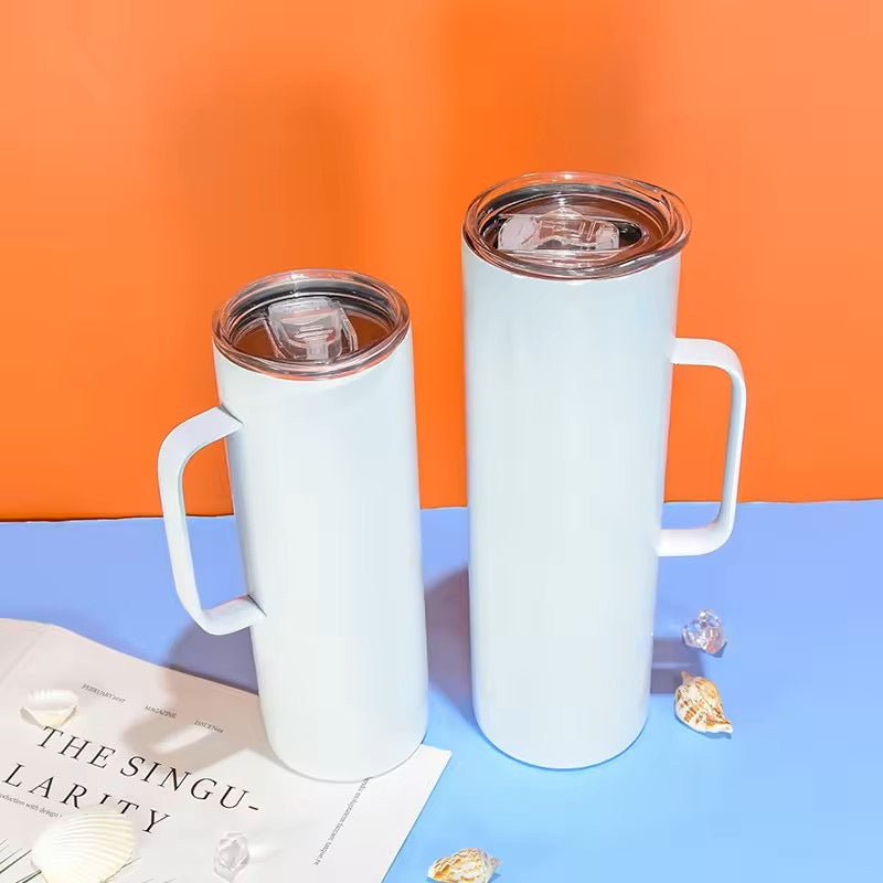 20oz Stainless Steel Sublimation Skinny Tumbler with Handle & Lid (25PCS Bulk)