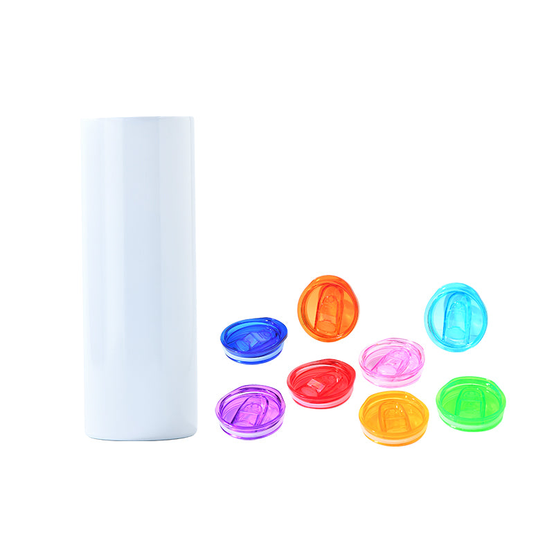 20oz Straight Sublimation Skinny Tumblers with Mixed-Colored Lids (25PCS/Case)