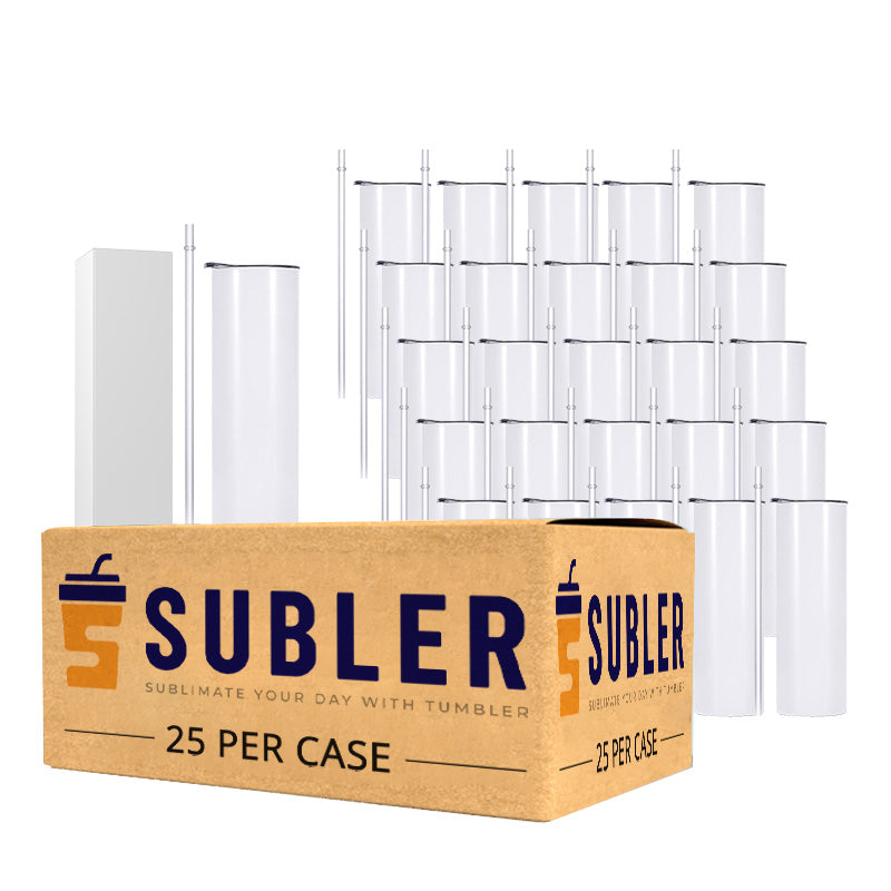 20oz Sublimation Skinny Tumblers Stainless Steel Double Wall 25 Pack