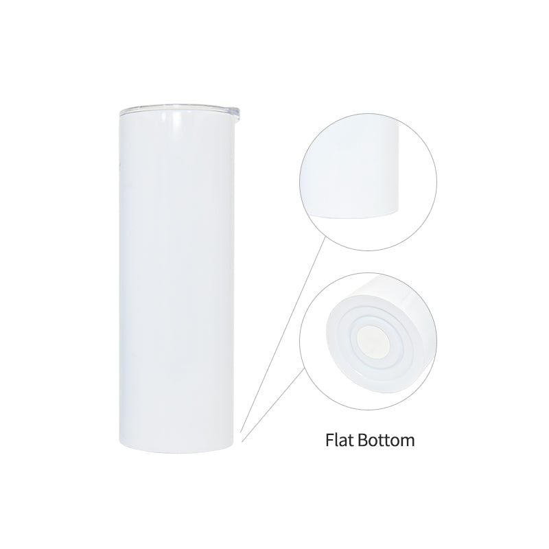 20oz Sublimation Skinny Tumbler with Flat Bottom – 25PCS Bulk Pack