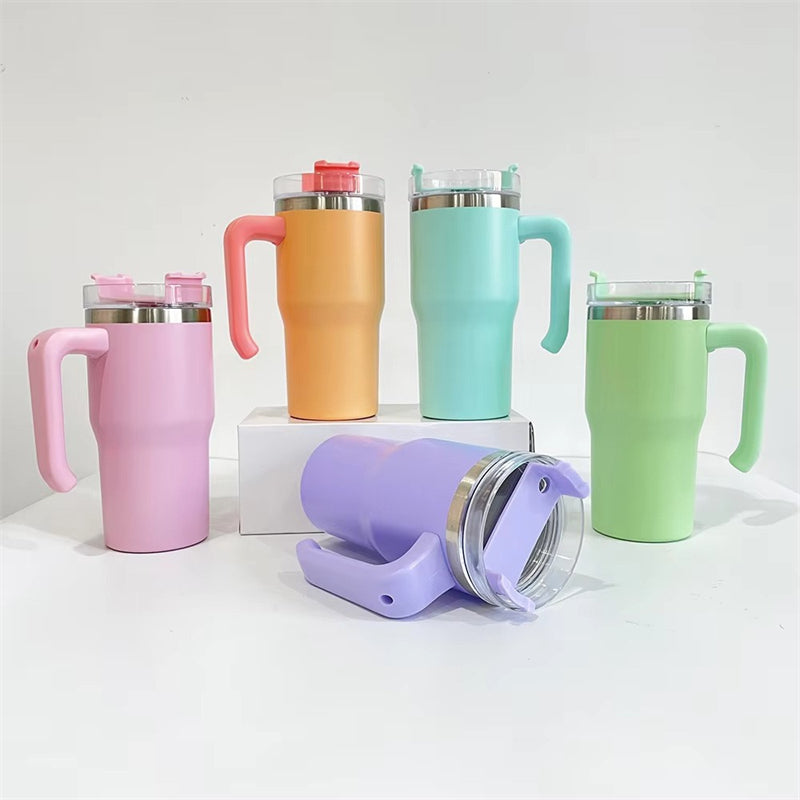 20oz Sublimation Stainless Steel Tumblers with Handle 5 Macaron Colors 25PCS