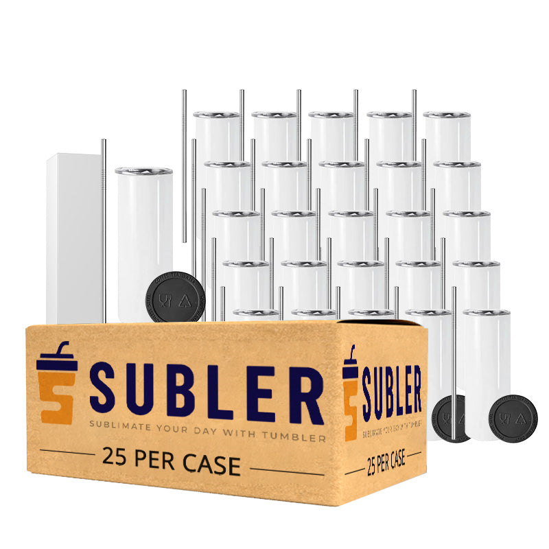 20oz Sublimation Skinny Tumblers Stainless Steel Double Wall 25 Pack