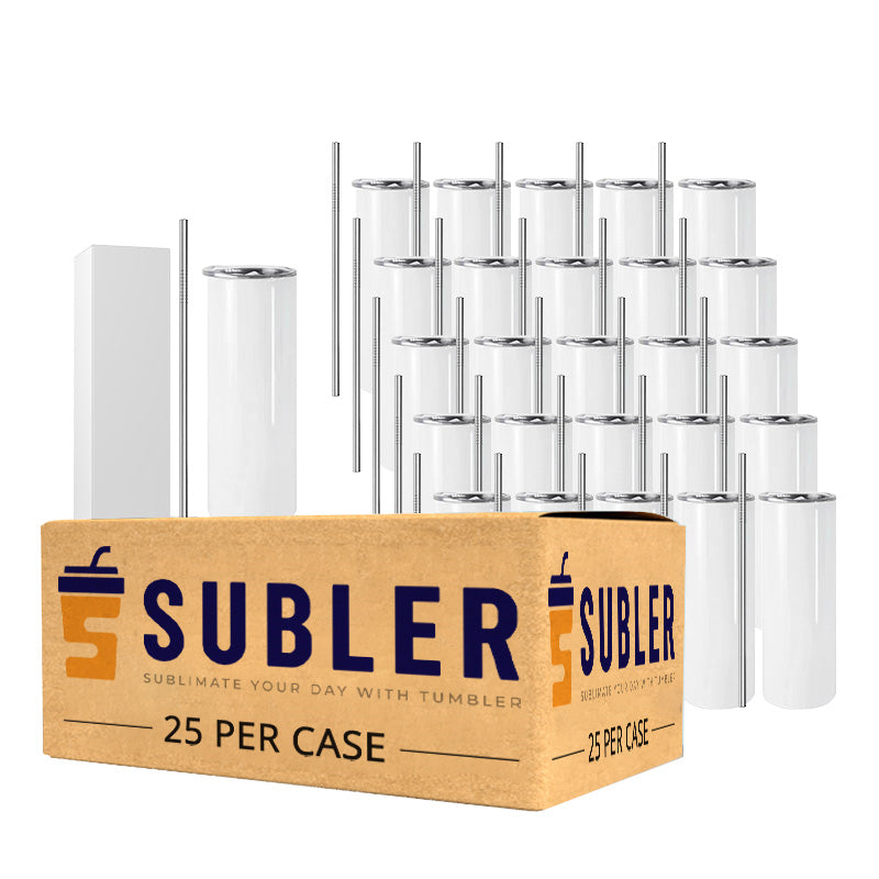 20oz Sublimation Skinny Tumblers Stainless Steel Double Wall 25 Pack