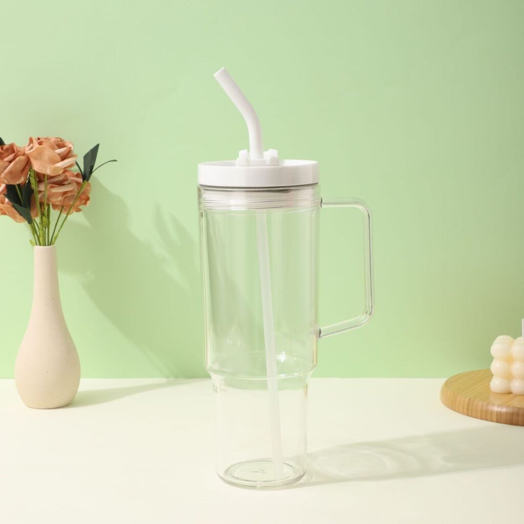 20pcs 40oz Acrylic Plastic Cups Travel Mug with Colored Lids & Handle