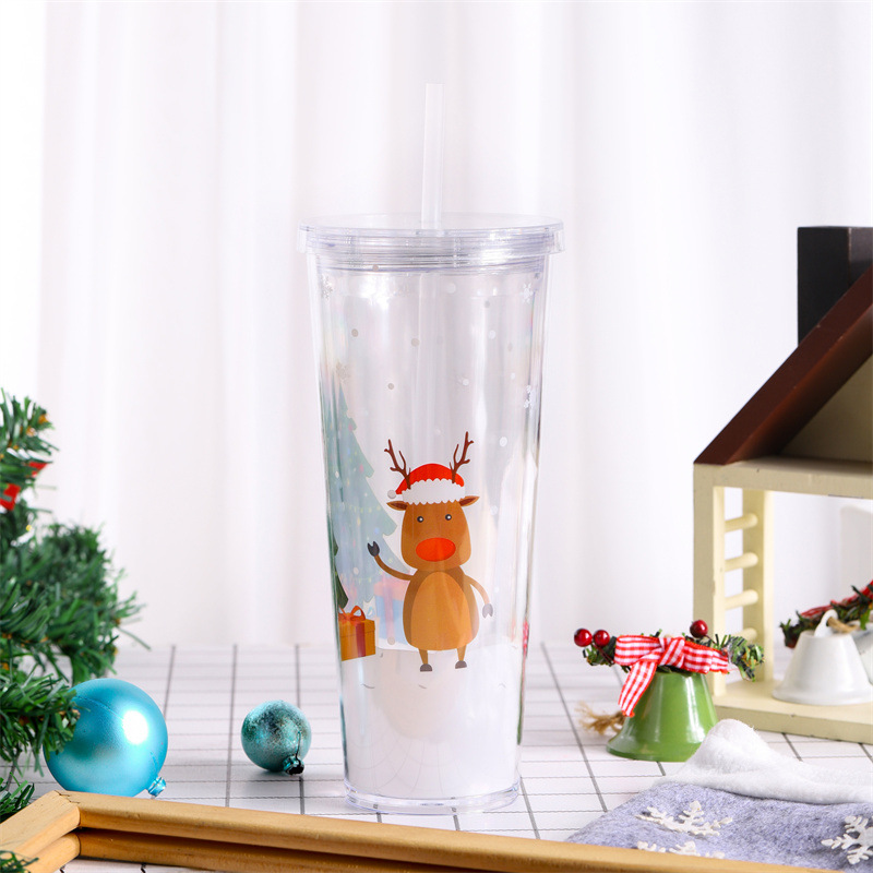 40pcs Christmas 24oz Snow Globe Tumbler with Lid & Straw Wholesale Bulk