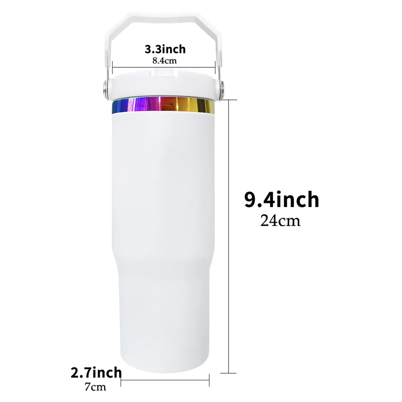 30oz Gold Rainbow Plated Stainless Steel Tumbler with Portable Handle 20PCS