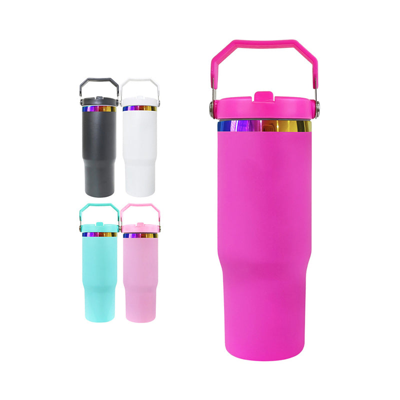 30oz Gold Rainbow Plated Stainless Steel Tumbler with Portable Handle 20PCS