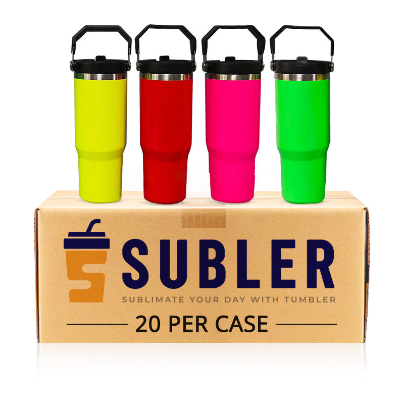 30oz Sublimation Neon Iceflow Tumbler with Flip Straw & Portable Lids (20PCS/Case)