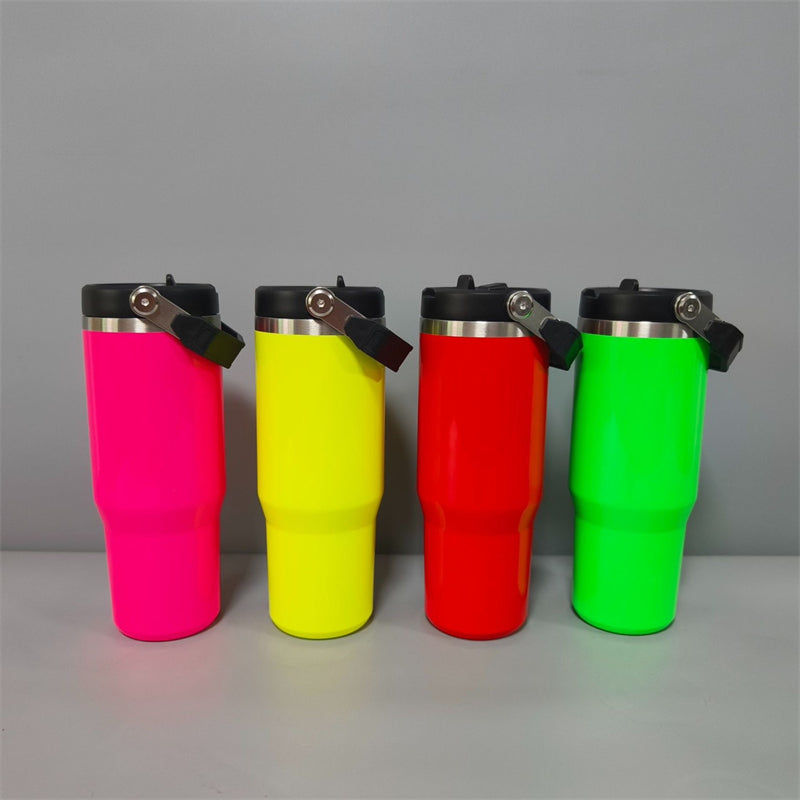 30oz Sublimation Neon Iceflow Tumbler with Flip Straw & Portable Lids (20PCS/Case)