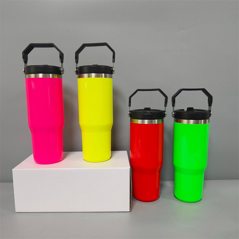 30oz Sublimation Neon Iceflow Tumbler with Flip Straw & Portable Lids (20PCS/Case)