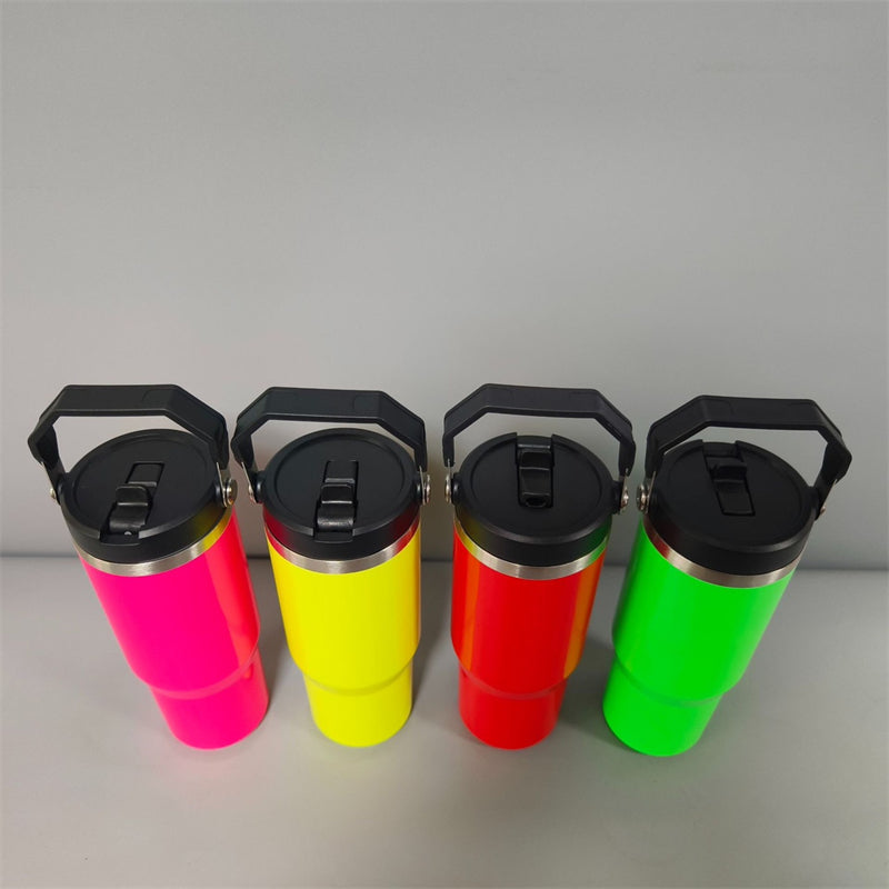 30oz Sublimation Neon Iceflow Tumbler with Flip Straw & Portable Lids (20PCS/Case)