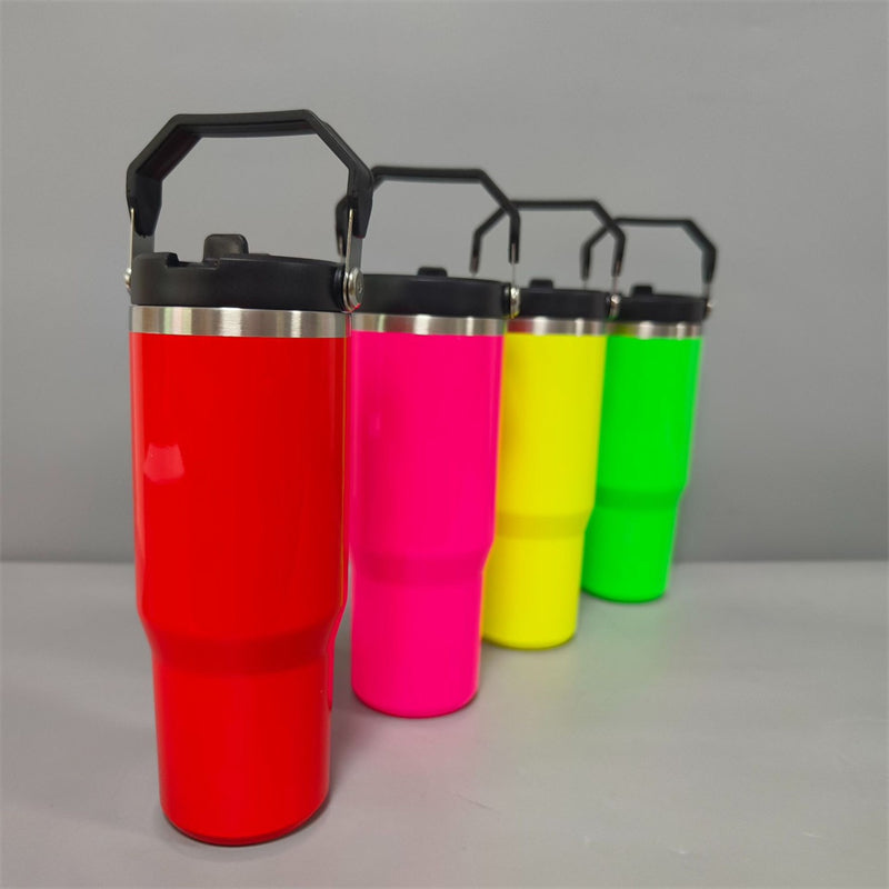 30oz Sublimation Neon Iceflow Tumbler with Flip Straw & Portable Lids (20PCS/Case)