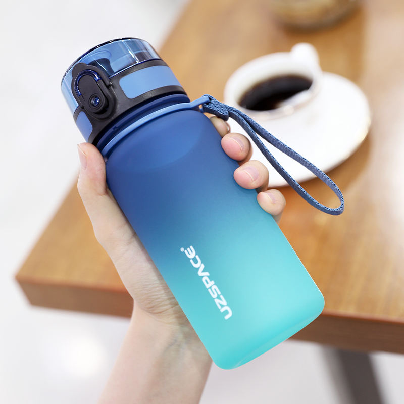 2025 Tritan BPA Free UZSPACE 350ml Portable 17oz Frosted Plastic Gradient Color Sports Water Bottle With Custom Logo for Kids