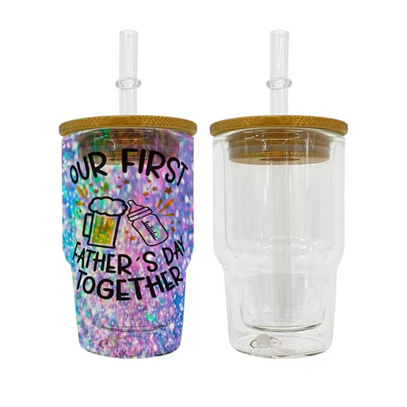 3oz Sublimation Snow Globe Mini Shot Glass with Bamboo Lid (50PCS)