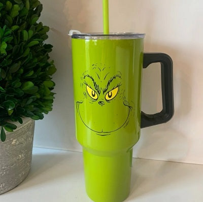 40oz Grinch Stainless Steel Tumblers with Handle Travel Mug