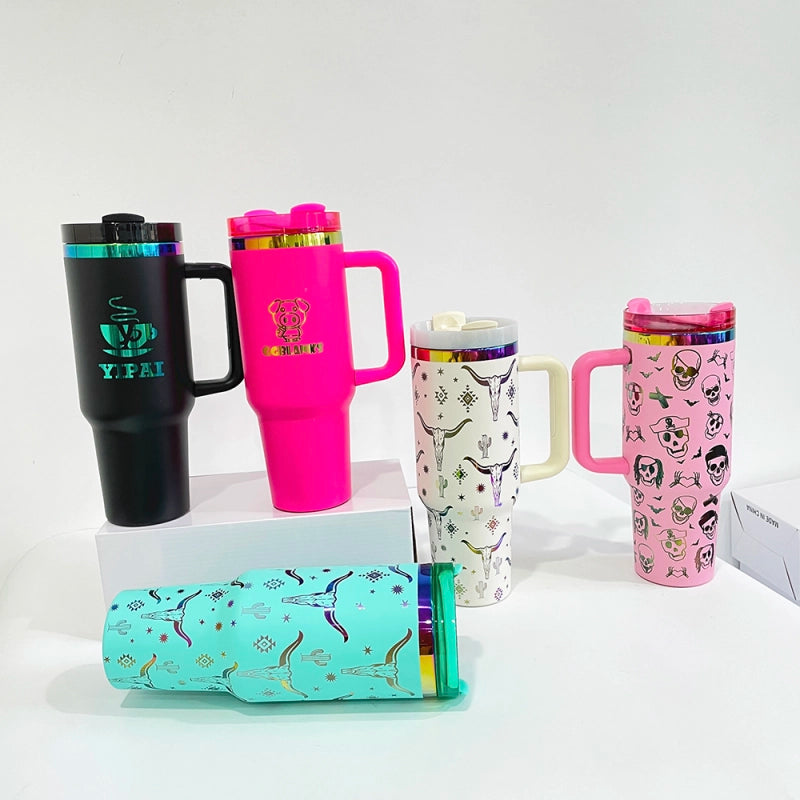 40oz Powder Coat Mixed Color Rainbow Plated Tumblers for Laser Engraving