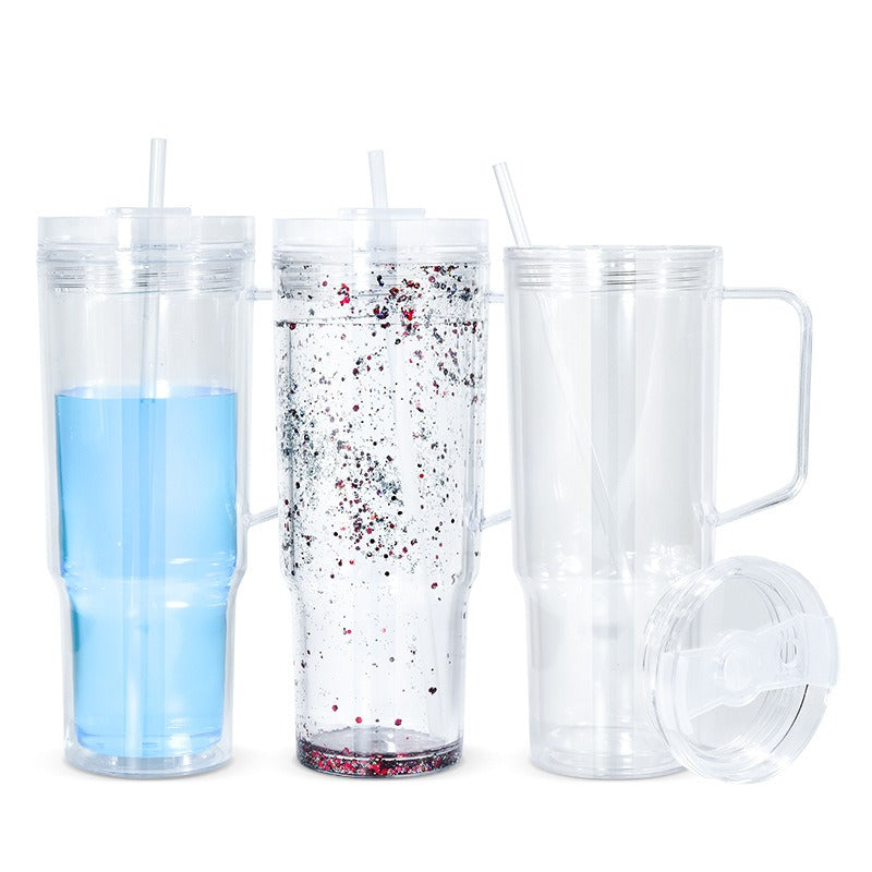 40oz Pre-Drilled Snow Globe Tumbler with Handle | Subler DIY Cups