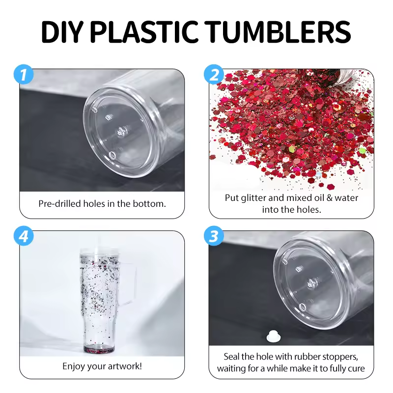 40oz Pre-Drilled Snow Globe Tumbler with Handle | Subler DIY Cups