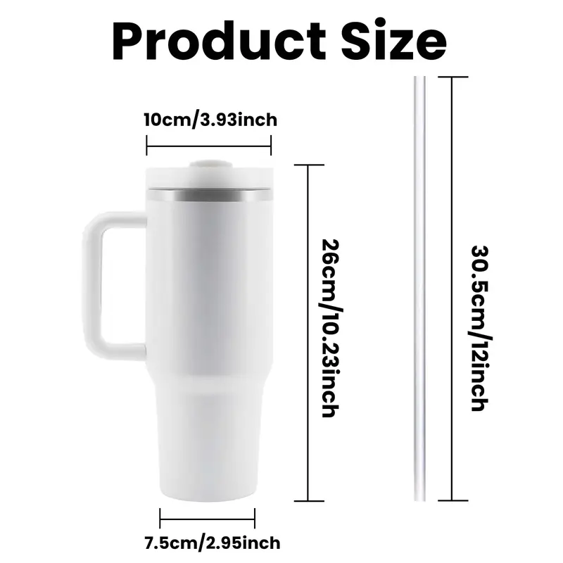 40oz Stainless Steel Stanley Dupe Tumbler 2.0 with Handle for Sublimation (16PCS/Case)