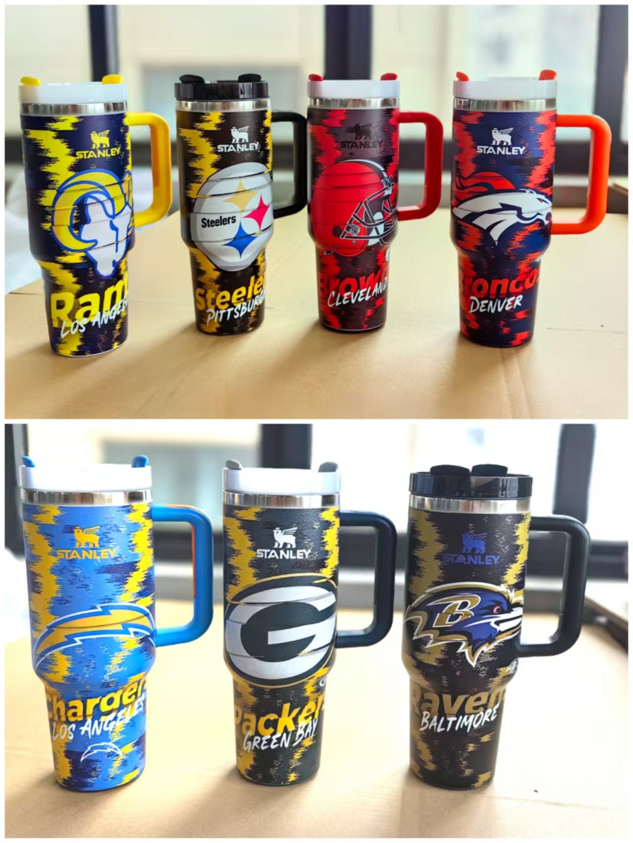 40oz Stanley Stainless Steel Tumbler NFL Football Personalized for Super Bowl 2026