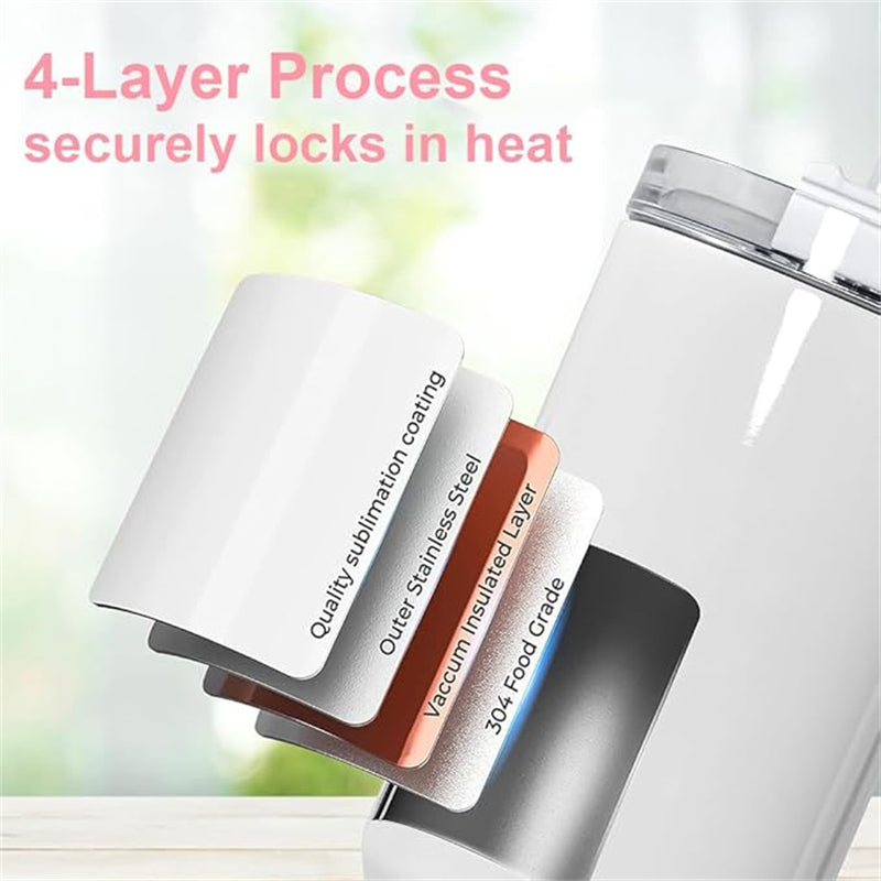 40oz Sublimation Gradient Glitter Stainless Steel Tumbler with Handle (16PCS/Case)