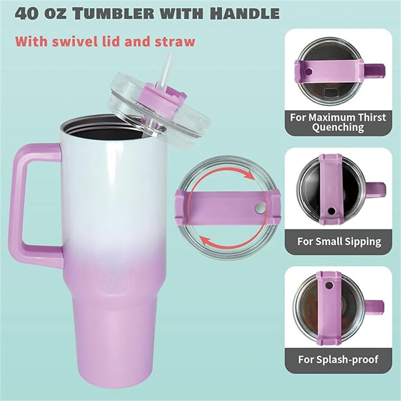 40oz Sublimation Gradient Glitter Stainless Steel Tumbler with Handle (16PCS/Case)