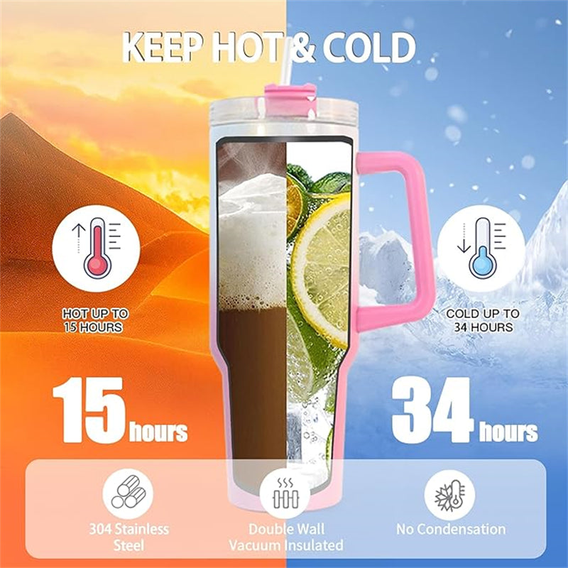 40oz Sublimation Gradient Glitter Stainless Steel Tumbler with Handle (16PCS/Case)