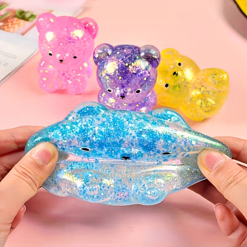 Bulk Glitter Bear Squishy Stress Balls (100pcs/set) – Wholesale Sensory Fidget Toys