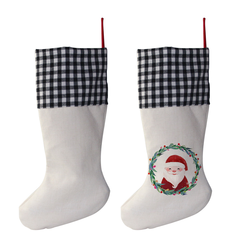 Christmas Plaid Linen Stockings Sublimation Blanks (20PCS/Wholesale)