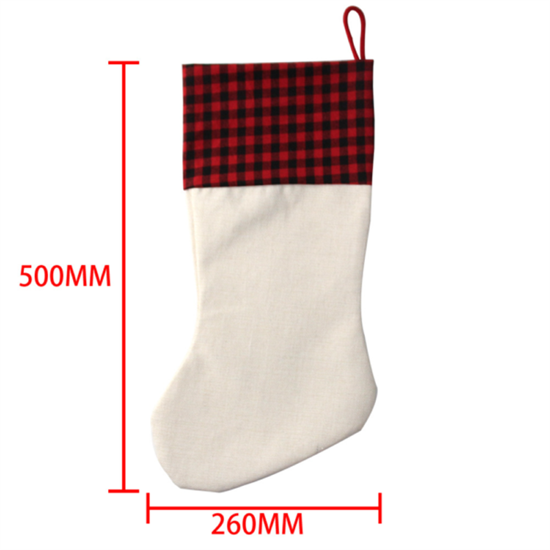 Christmas Plaid Linen Stockings Sublimation Blanks (20PCS/Wholesale)