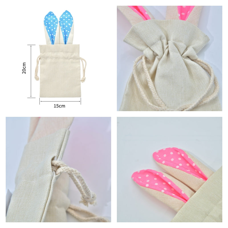 Easter Drawstring Bunny Bags with Rabbit Ears for Sublimation (30PCS/Case)