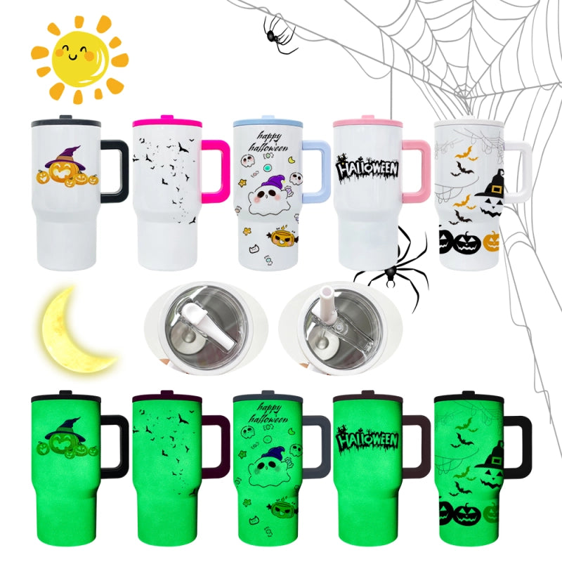 Halloween Parent-child Glow in Dark Leakproof Flip Top Straw Tumbler for Sublimation 25pcs 20oz USA Warehouse