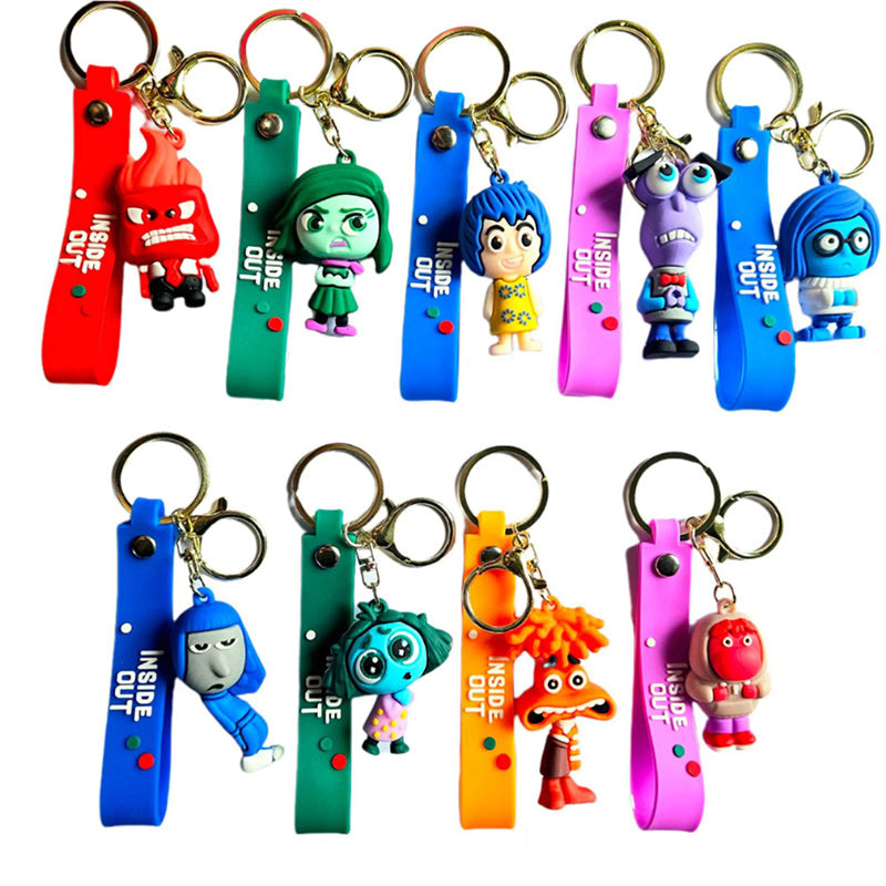 Inside Out Keychain Cartoon Bracelet Keyring 3D Figure Backpack Decor (30PCS)